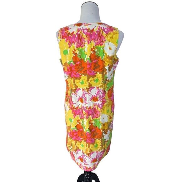 Talbots Colorful Floral Watercolor Print V Neck Shift Dress petite size 12 - Picture 2 of 8